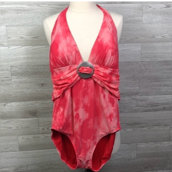 Contours by Coco Reef Dark Coral Tie-Dye One Piece Bathing Suit - Picture 1 of 7